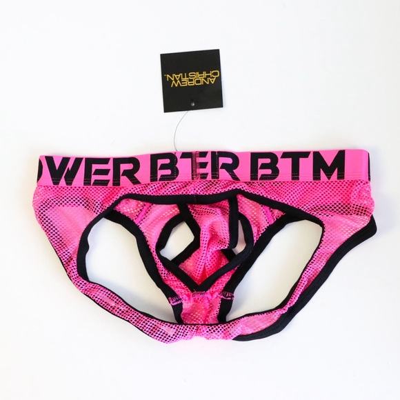 Andrew Christian Power Bottom Air Jock Neon Pink Mesh Men Underwear new NWT Med - Picture 5 of 9